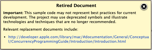 Apple's RETIRED DOCUMENT warning popup